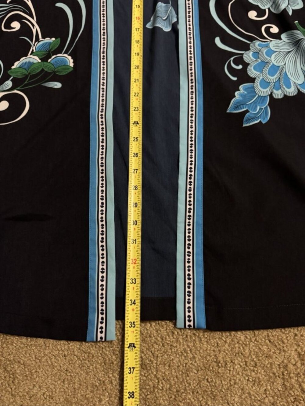 CHICOS Kimono Cardigan Blue Floral Boh Lightweight L/XL Beach Bohochic Vacation - Picture 9 of 9